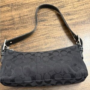 Vintage Black Coach Hamptons Signature East West Demi Baguette Bag